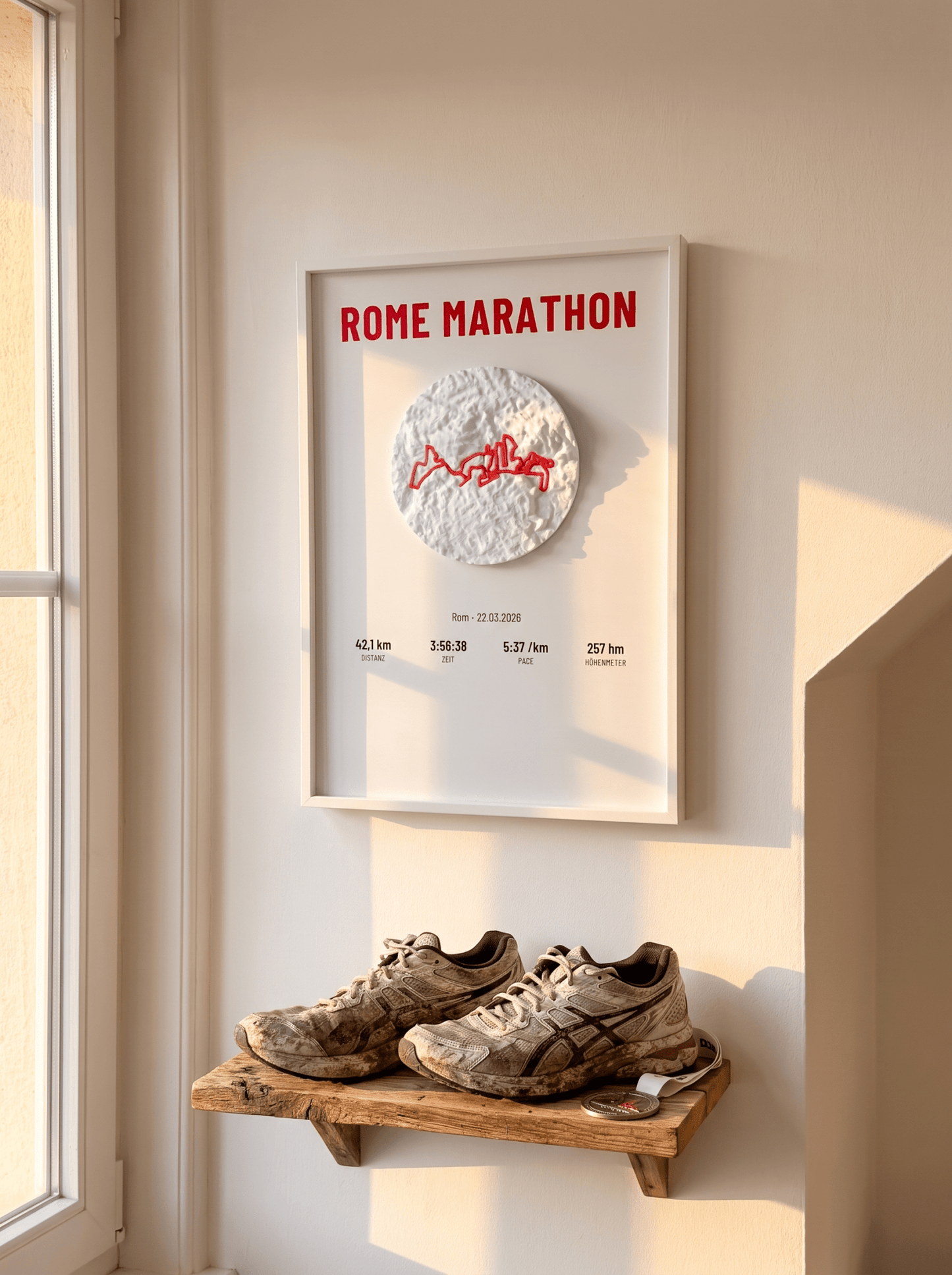Beispiel: Norello Trace, gerahmt über dem Schuhregal