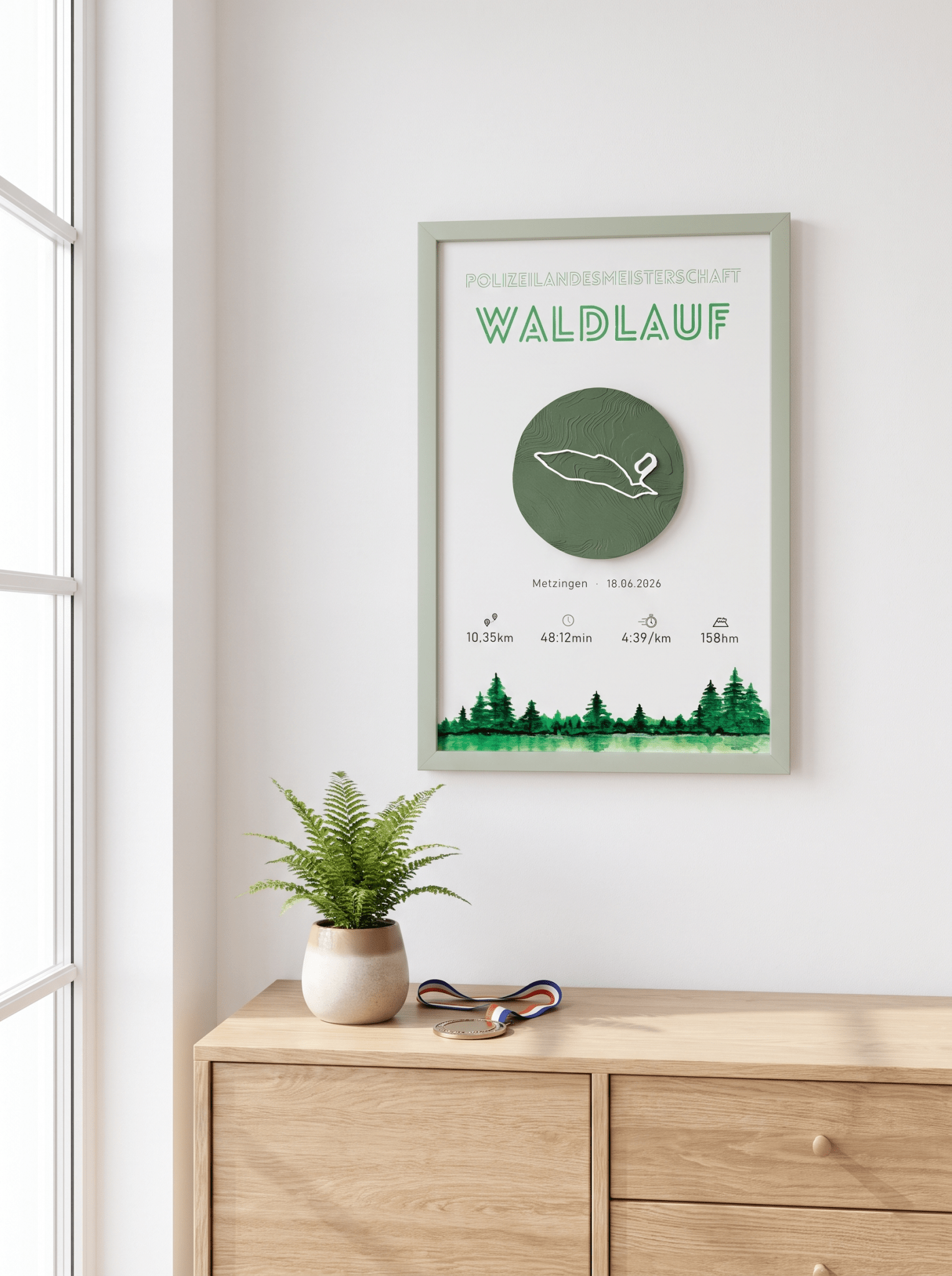 Norello Trace Waldlauf — gerahmt an der Wand