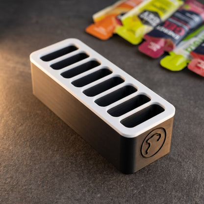 Norello Fuel Rack in Nachtschwarz mit weißem Deckel und 8 Slots