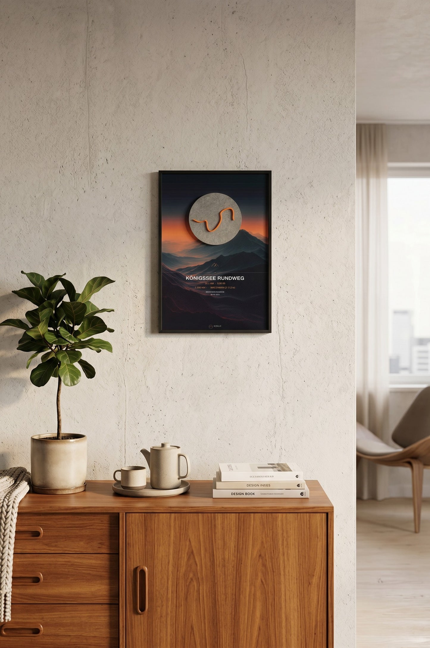 Norello Trace an der Wand in einem modernen Wohnzimmer